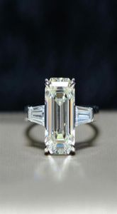 Wong Rain 925 Sterling Silver Emerald Cut Created Moissanite Gemstone Wedding Engagement Diamonds Ring Fine Jewelry Whole330i8692887