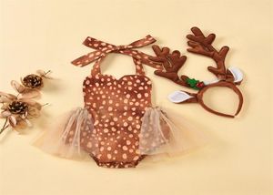 2020 JUL BAGGRICKA ROMPER DEER Costume kläder ärmlös pricktryck rygglös tyll tutu jumpsuit klänning party 024m 2112 z27578140