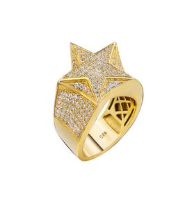 Wedding Rings JEWE S925 Fancy 14K Gold Plated FivePointed Star CZ Stone Iced Out Cubic Zirconia Hip Hop Jewelry Mens Diamond 22098118104