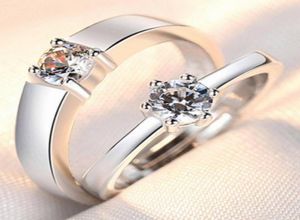 Couple Ring Pair Men and Women Simple Fashion Temperament Korean Style Crown Zircon Couple Rings Opening Wedding Simulation Diamon7118789