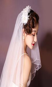 Gelin Peçe İnci İki Katman Kısa Tül Dökme Beyaz Tarif Mariage Vail Veu De Noiva Accessorie5584232