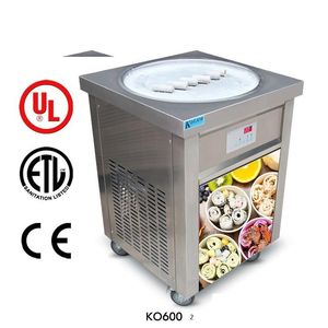 Outra cozinha, bar de jantar Shippng para porta comercial Etl Ce 22 polegadas Rodada Pan Cozinha Thai Ice Cream Roll Hine Instant Fry Icecrea Dh5Eh