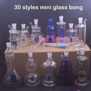 30style Bubbler Smoking Water Pipe Hookahs Inline Matrix Perc Thick Pyrex 10mm Female Glass Oil Burner Bong with 10mm Male Oil Burner Pipe and Hose