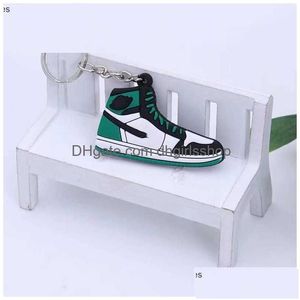 Keychains & Lanyards Wholesale Designer Mini Sile Sneaker Keychain Men Women Kids Key Ring Gift Shoes Keychains Handbag Chain Basketb Dhdrf