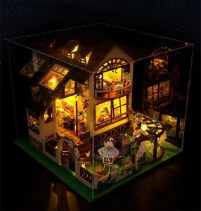Architektur/DIY Haus Große Villa Diy Puppenhaus Mit Möbel Licht Puppenhaus Casa Kinder Mädchen Junge Für Spielzeug Geburtstag geschenke TB24