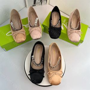 Tanzende, leichte, luxuriöse Ballettschuhe mit französischer Schleife, Satin, Rheindiamant, Damen-Mary-Jane-Schuhe, Gummi, flaches Design, Sinn für Nischenmode, Frühling und Herbst, Alltag, alles