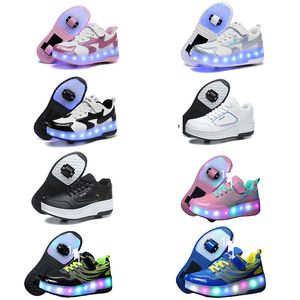 Children's violent walking shoes, boys and girls, adult explosive walking shoes, double wheeled flying shoes, lace shoes, and wheeled shoes, roller skates Casual Shoes