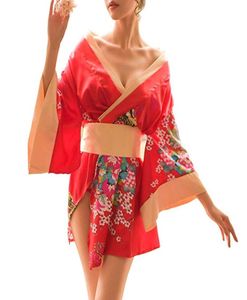 Sexy Kimono Bathrobe Costume Japanese Traditional Yukata Cosplay Women039s Sakura Pattern High Split Long Kimono7163560