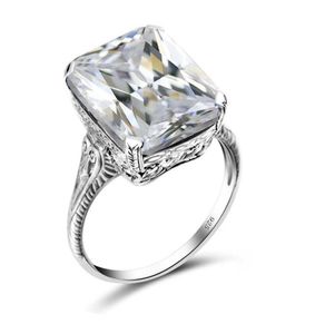 Szjinao real 925 prata esterlina feminino anéis vvs claro anel de diamante grande retângulo forma artesanal prata 925 jóias presente casamento7615720