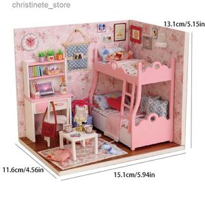 Mimarlık/DIY House Baby House Miniatür Bebek Evi DIY Küçük Ev Kiti Yapım Odası Prenses Toys Ev Yatak Odası Dekorasyonu Mobilya W
