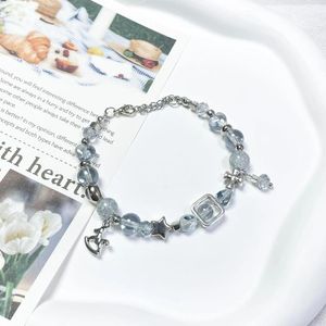 Link Bracelets Cute Blue Fairy Bracelet Handmade Core Gift For Her Crystal Charm Y2K Fashion Female Jewelry