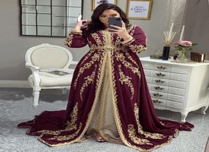 Lorie Elegant Marockan Kaftan Evening Dresses Bourgogne Brodery Beading Women Party bär formella klänningar Kaftan -klänning plus storlek LJ27939712