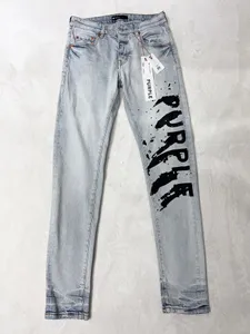 2024 NEUE Mode Lila Herren Designer Jeans Herren Jeans Lässige Slim Cowboy Hose Gerade Knie Linie Doodle Buchstabe LILA Hip Hop Street Hose 29-40