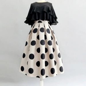 Klänningar vår sommar vintage allmatch kvinnor kläder aline kjol 2023 ny temperament streetwear koreansk polka dot new tutu kjol