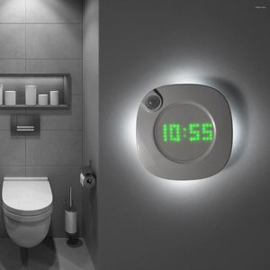 Nattlampor USB modern design vägglampa med rörelsessensor pir ljus ledd för rum badrum 360 grader klocka digital klocka