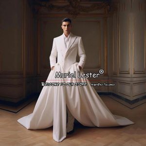 Elegant Mens 2 Pieces Suits Slim Fit Groom Tuxedos For Wedding Prom Blazer Pants Formal Man Party Dinner Clothing Tailor Made 240304