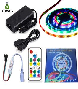 WS2811 LED -strip 12V RGB Pixel Kit inkluderar 5A Adapter 14Keys Controller 3060LEDS IP20 IP65 IP67 ADRESSURELT programmerbar WS28115795644