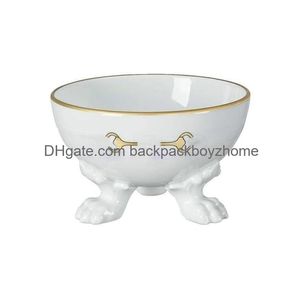 Cat Bowls & Feeders Designer Cat Bowls Bowl Anti Vomiting Raised Water Ceramic Pet Food For Flat Faced Cats Small Dogs Protect Pets Sp Dhjae
