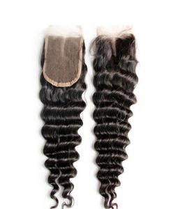 Deep Wave 4x4 górna koronkowa zamknięcie 100 Human Hair Natural linia linii włosów wstępnie wyrzucone 999218079519712