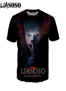 Liasoso 3D -tryckfilm It Chapter Two T Shirt Cosplay Pennywise Men Tshirt Harajuku Men039s Clown Tshirts Women Tees Tops D0103415251