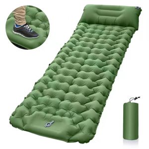 Utomhus Sleeping Pad Camping Uppblåsbar madrass med kuddar Travel Mat Folding Bed Ultralight Air Cushion Trekking240227