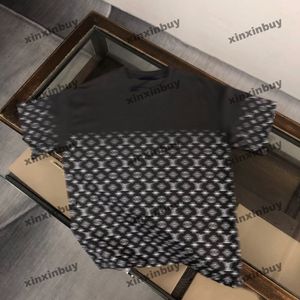 Xinxinbuy Homens Designer Tee Camiseta 2024 Gradiente Carta Impressão Manga Curta Algodão Mulheres Cinza Preto Branco Verde S-2XL