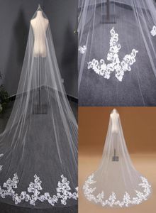 Vintage White Ivory One Layer 3 Meters Wedding Veil With Comb Lace Edged Chapel Length Romantic Bridal Veils velo de novia CPA31695411890