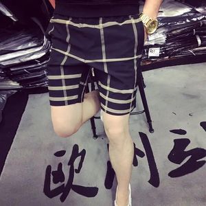 Men's Shorts Summer Men Casual Beach Pants Thin High-end Fashion Slim Plaid Five-minute Clothing