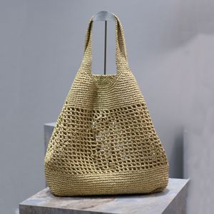 10A maxi icare em ráfia sacola de compras feminina bolsa de designer de luxo bolsa de praia de palha de ráfia bolsa de malha oca bolsa de férias bolsa de grande capacidade