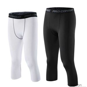 Pro komprimeringstrumpbyxor Mens Sports Fitness Pants Training Football Basketball 7-Point Pants High Elastic Pants