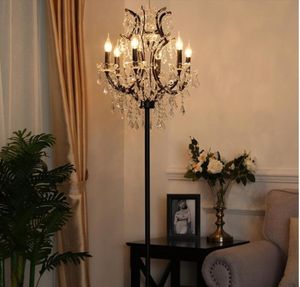 Antyczna rustykalna żelazna kryształowa lampa podłogowa Wystrój salonu LED Floor Light Sypialnia Ślubna Lampy