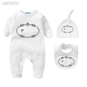 Footies Designer Baby Onesies Chapéu Bibs Burp Panos Conjuntos Infantil Romper Algodão Macacão Menino Menina Traje Macacões Roupas Macacão para Bebês 240306