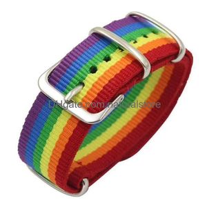 Outras pulseiras Nepal Rainbow Lésbicas Gays Biuals Transgêneros Pulseiras para Mulheres Meninas Orgulho Tecido Trançado Bangle Homens Casal Amigo Dhgjr