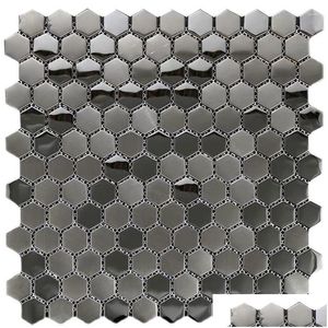 Sfondi Piastrella a mosaico in metallo esagonale nero in acciaio inossidabile per il giardino domestico di consegna di goccia del backsplash della cucina Dhx2C