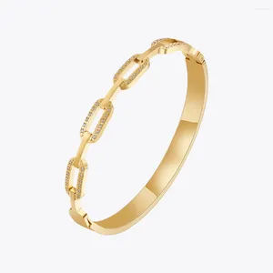Bangle Enfashion Pulseras para mulheres meia corrente com pulseira de ziron cor de ouro 18k banhado olho cativante elegante jóias viagem de escritório 2356