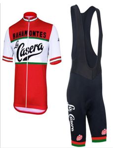 새로운 Men039S La Caserabahamontes 레드 백색 사이클링 세트 여름 자전거 의류 사이클링 저지 9d 젤 패드 Ciclismo Ropa Hombre9045872