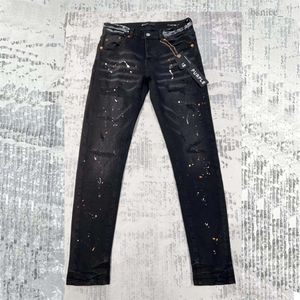 Purple marka dżinsów trend mody Kusbi dżinsy projektant Ksubi Jeans Męsów chude dżinsy 2024 Luksusowe dżinsowe sproszone w trudnej sytuacji Black Jean dżinsy Slim Slim Fit 3781