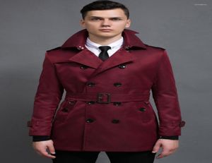 Men039S Trench Coats Coat Vintage Men Windbreaker Spring och Autumn British Fashion Double Breasted Slim Fit Long Sleeve Jacket3816484