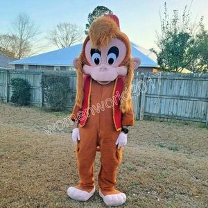 2024 Halloween tamanho adulto macaco mascot fantasia vestido chique de carnaval de desenho animado tem tema de fantasia para homens vestido de festival para homens