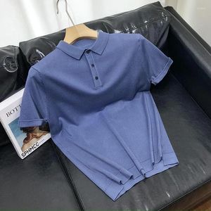 Erkek Polos Varış Erkekler 2024 Yaz Vintage Örme Polo Gömlek Düz Renk Sıradan Tees Erkek Kapa Kısa Kol İnce Q17