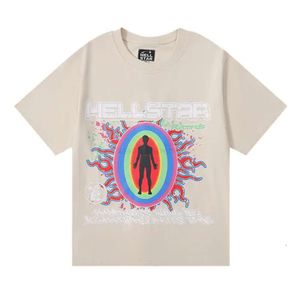 Maglietta Hellstar Maglietta firmata Maglietta grafica Abbigliamento Abbigliamento tutto-fiammifero Hipster Tessuto lavato Street Graffiti Lettering Foil Stampa Vintage Coloeful 3vwcn