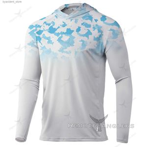 Camisas casuais masculinas SPELISPOS Mens manga comprida camisas de proteção solar pesca moletom com capuz ao ar livre respirável roupas de pesca UPF50 + desgaste de peixe L240306