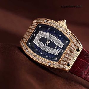 Relógio masculino vestido relógios RM Watch RM007 Series Black Lip Full Diamond White Gold Full Sky Star usado 18k Rose G 8ZMM