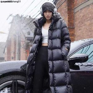 Womens Down Parkas High End Black Gold Seven Grid Duck Down Windproof Down Jacket for Women Winter New Mid Length Men and Women Thick for Couples