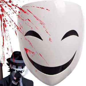 Designer Masks Cosplay Full Face Masks Adults Japanese Anime White Smile Mask Halloween Props Adjustable Mask Performance Facepiece Helmet