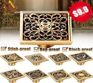 Whole And Retail Euro Floor Drains Antique Brass Shower Floor Drain Bathroom Deodorant Euro Square Floor Drain Strainer Cover 8333502