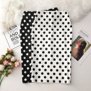 Elbiseler 2023 Moda Vintage Polka Dot Baskı Etek Kadınlar için Korea Bayanlar Midi Etek Seksi Yaz Çiçek İnce Düğme Etekleri Jupe Femme