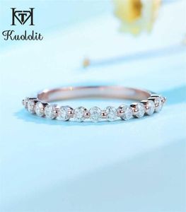 Kuoit 585 14K 10K 18K Rose Gold Bubble Ring for Women Solitaire Ring Matching Wedding Diamonds Band Engagement 2202095431774