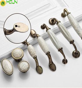 2 pz Antico Crepa Maniglie Per Porte In Ceramica Maniglie Per Mobili Europei Cassetto s Armadio Da Cucina Manopole e Maniglie CZ-01099753433