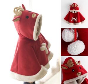 Xmas Children039S kappa god jul röd jultomten faux päls barnjackor och kappor vinter varm tjej sjal1452155